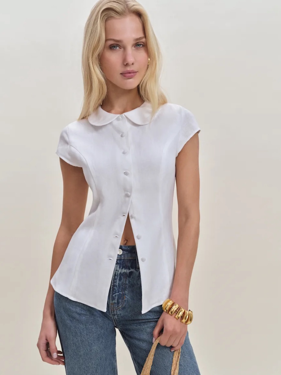 Reformation Molly Linen Shirt In White *New*